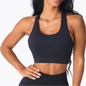 NVGTN Trio Strappy Athletic Sports Bra in black, size M